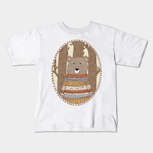 Cozy Bear in a Cozy Sweater Kids T-Shirt